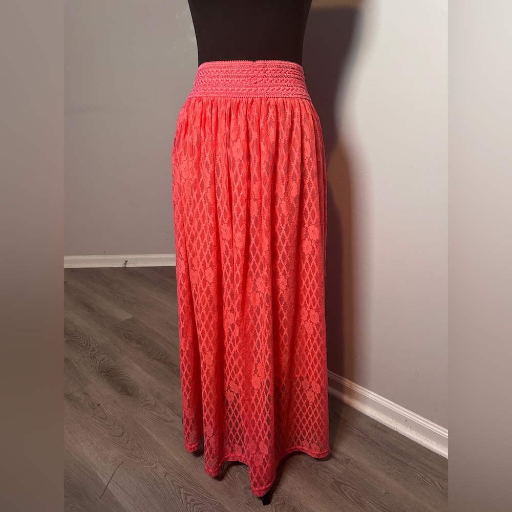 Magic Coral Lace Maxi Skirt 3X Boho Festival Cottagecore